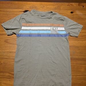 Lucky Brand Kids Tee with Stripes - Tan, White, Blue, Brown